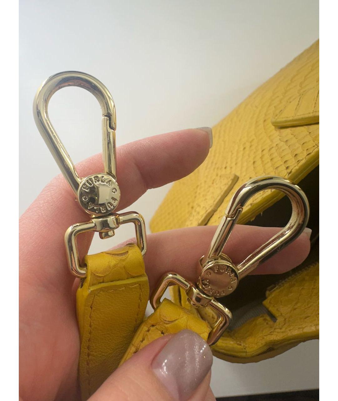 FURLA Горчичная кожаная сумка тоут, фото 8