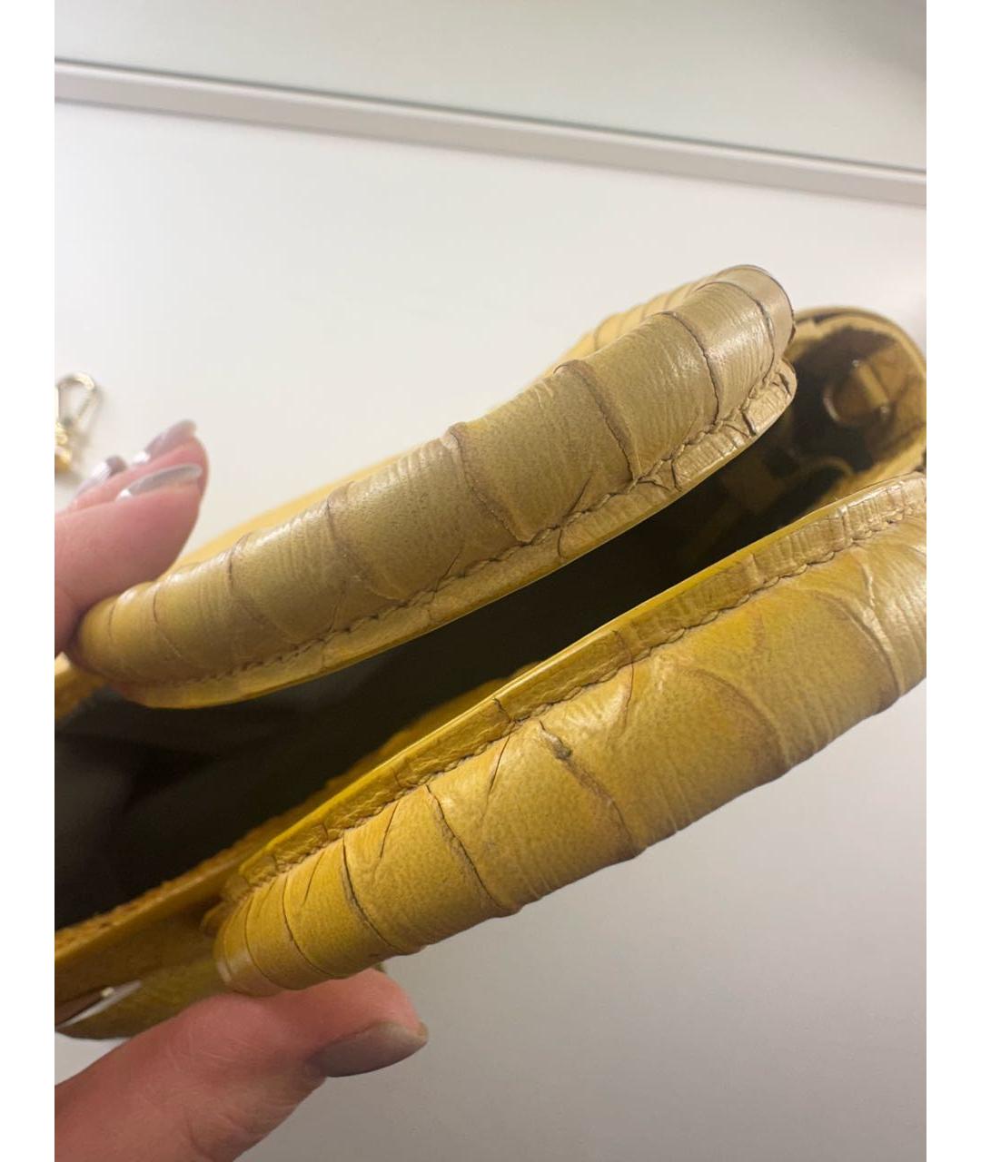 FURLA Горчичная кожаная сумка тоут, фото 6