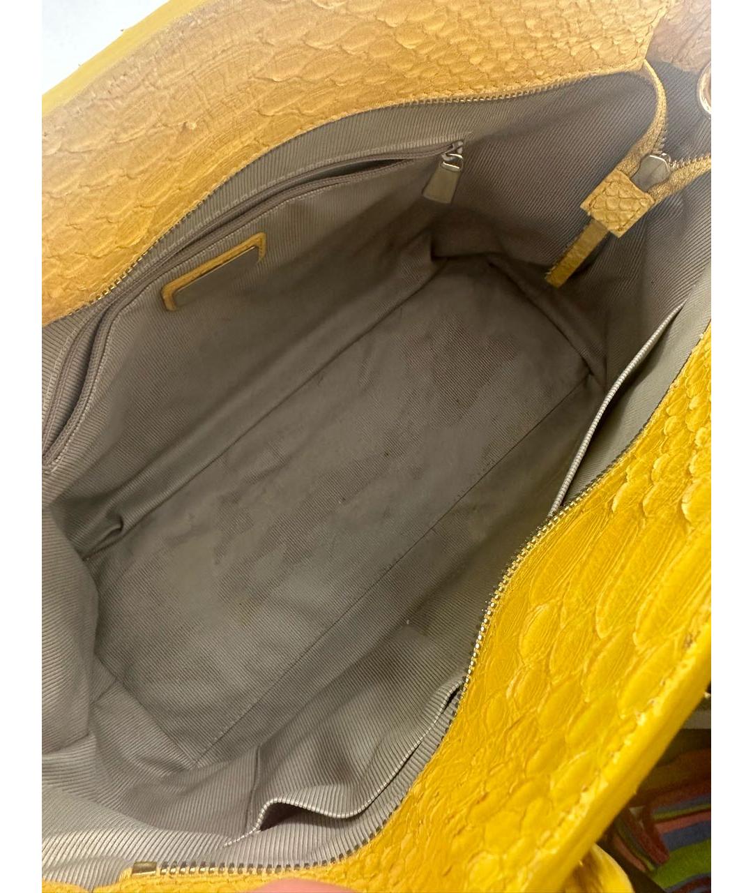 FURLA Горчичная кожаная сумка тоут, фото 4