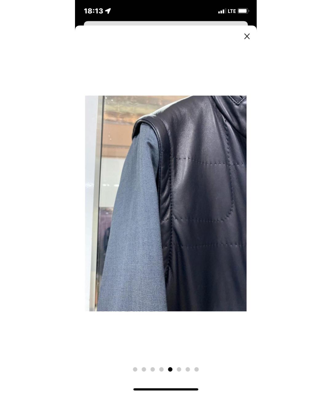 BRIONI Темно-синяя кожаная куртка, фото 5