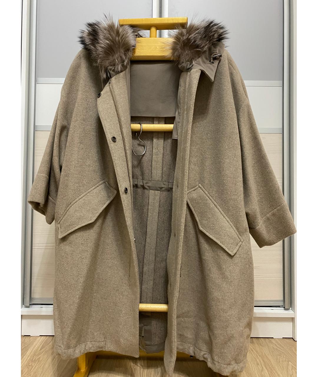 BRUNELLO CUCINELLI Бежевое кашемировое пальто, фото 8