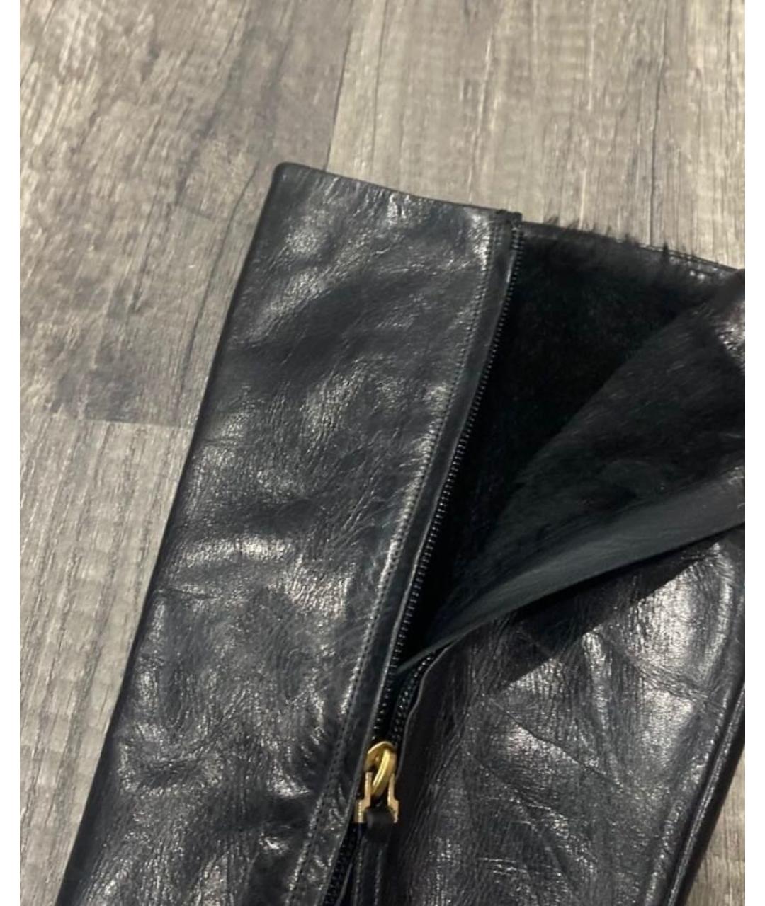 SAINT LAURENT Черные кожаные сапоги, фото 2