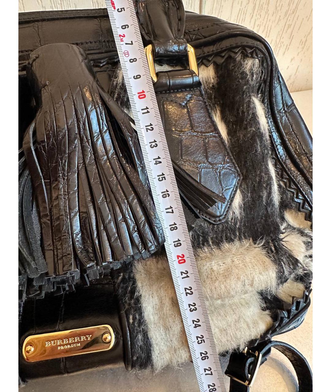 BURBERRY Черная кожаная сумка с короткими ручками, фото 9