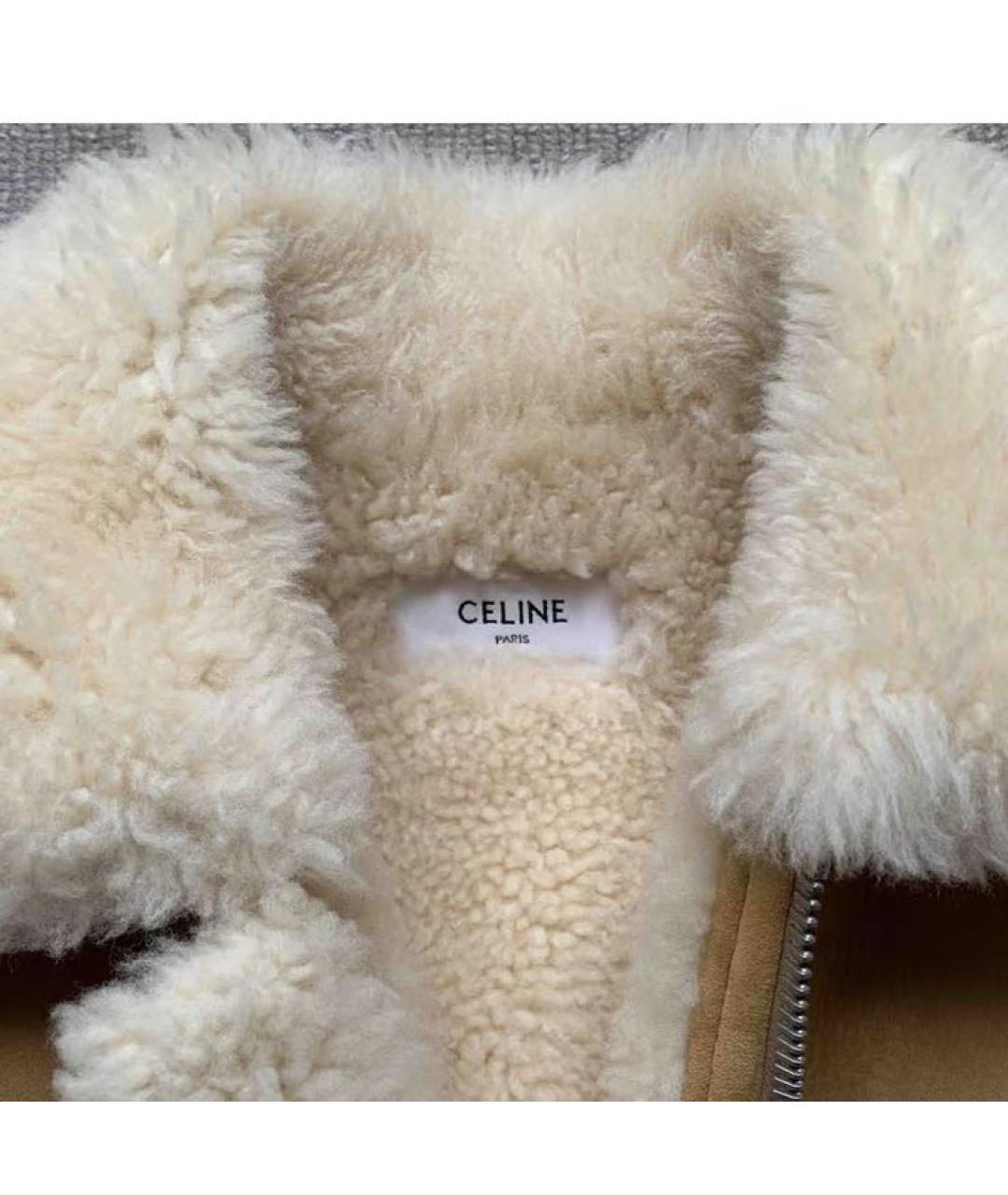 CELINE Бежевая замшевая дубленка, фото 4