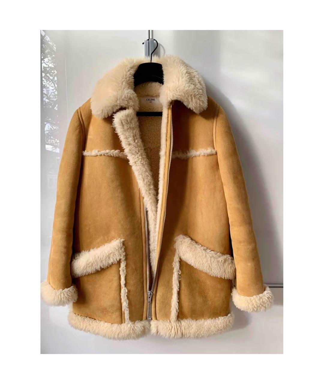 CELINE Бежевая замшевая дубленка, фото 3