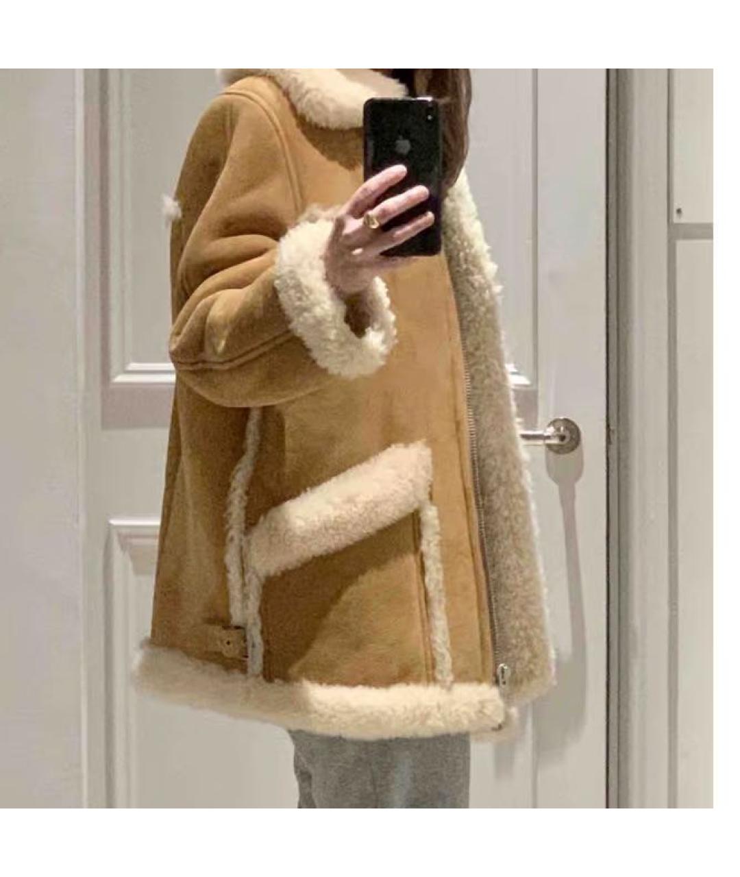 CELINE Бежевая замшевая дубленка, фото 5