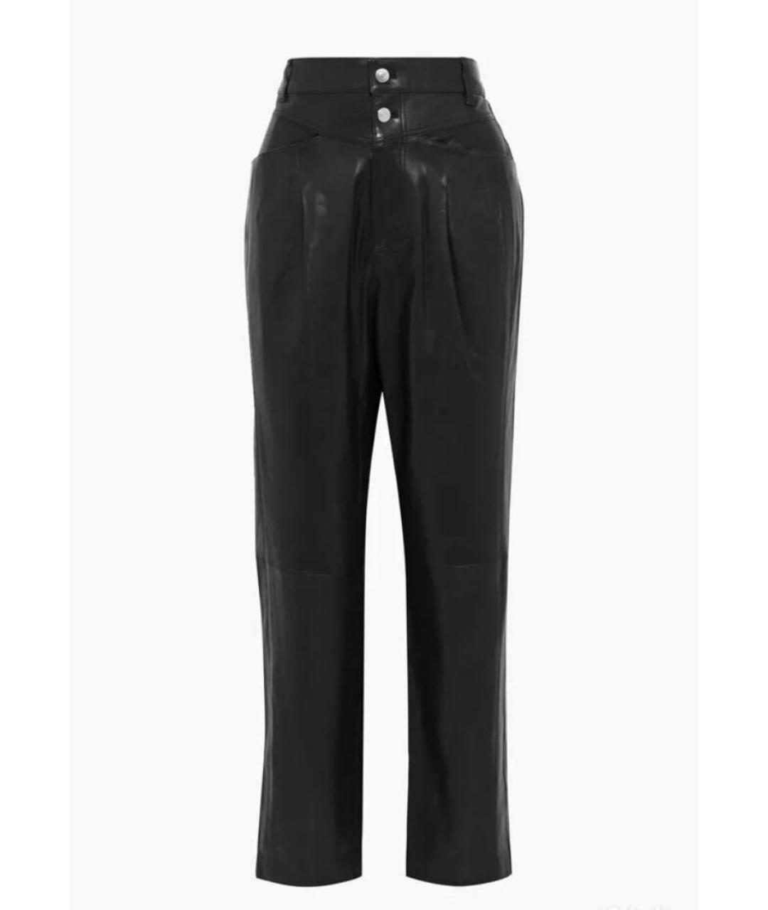 IRO Черные кожаные прямые брюки, фото 6