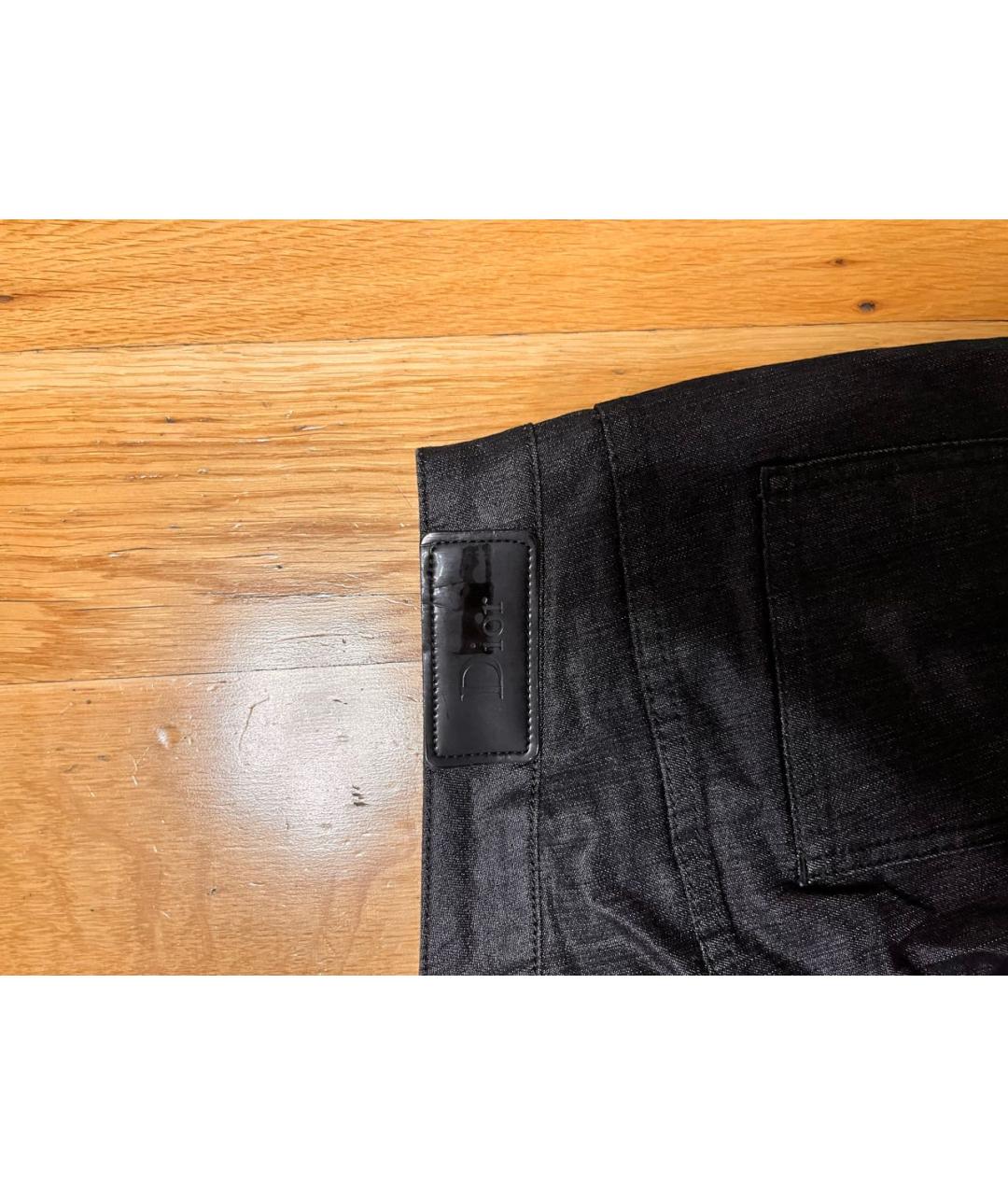 CHRISTIAN DIOR Антрацитовые хлопко-полиэстеровые джинсы слим, фото 3