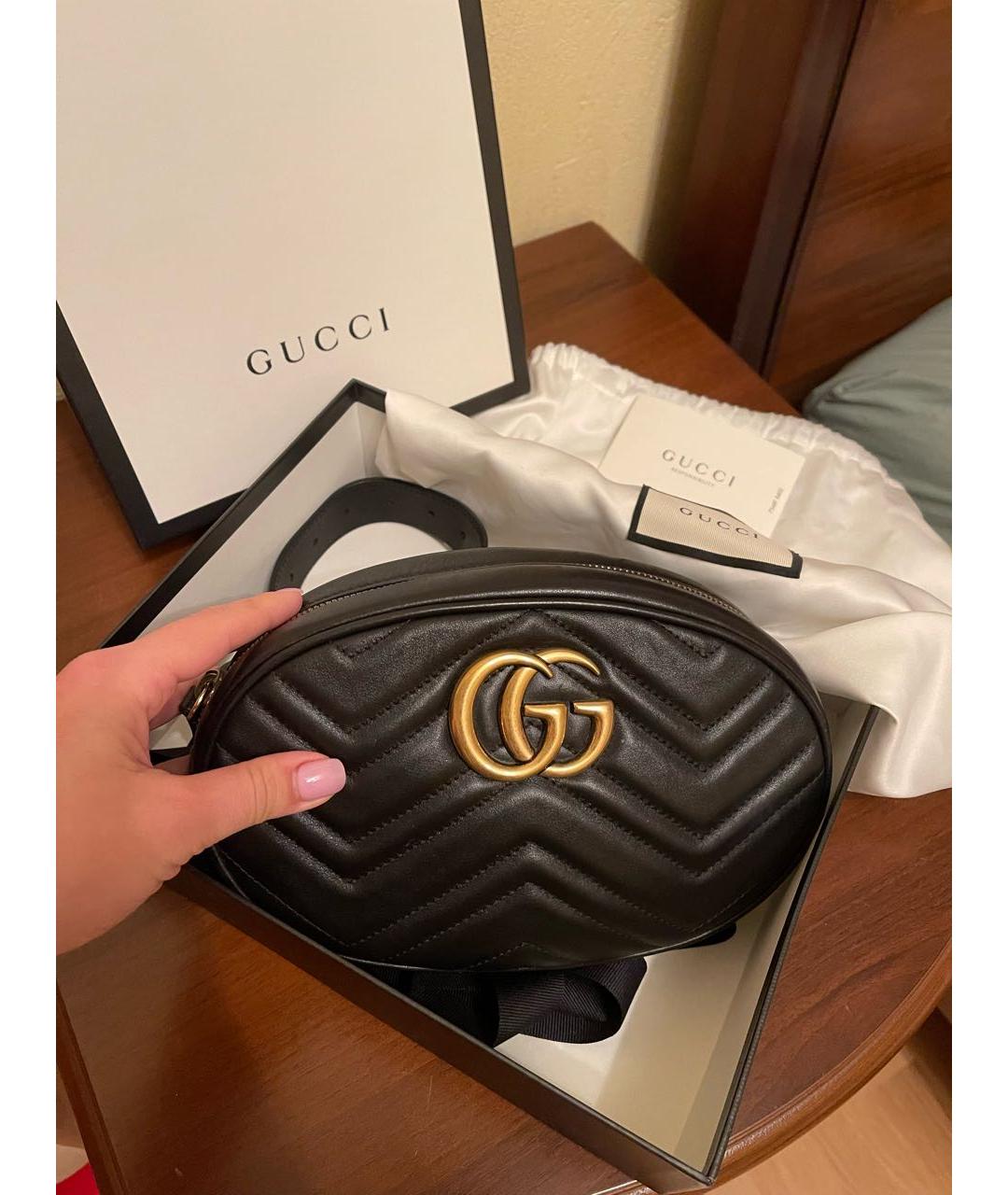 GUCCI Черная кожаная поясная сумка, фото 7