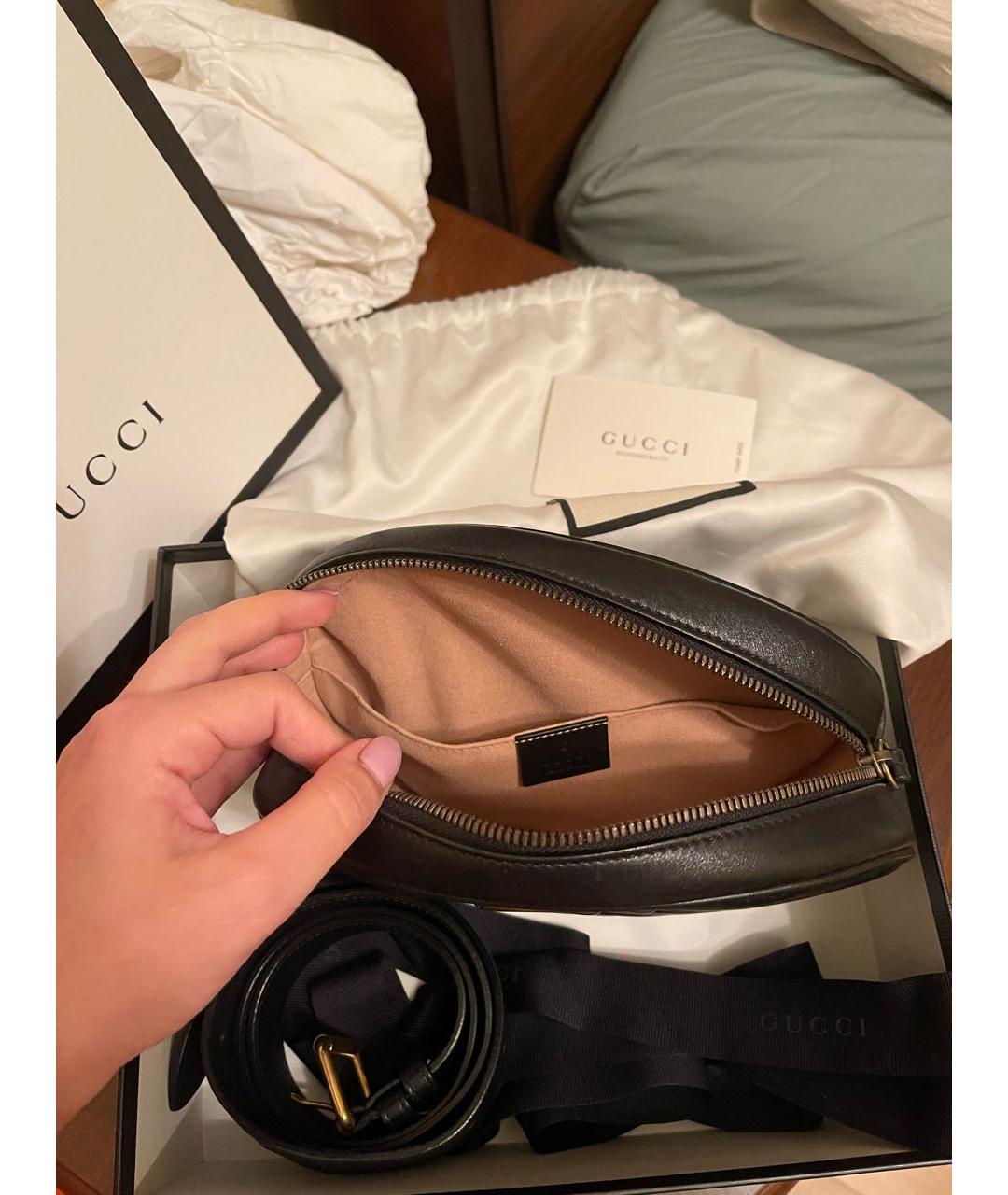 GUCCI Черная кожаная поясная сумка, фото 6