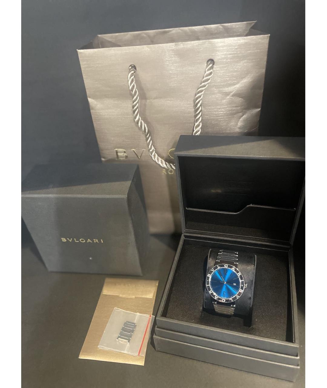 BVLGARI Синие серебряные часы, фото 4