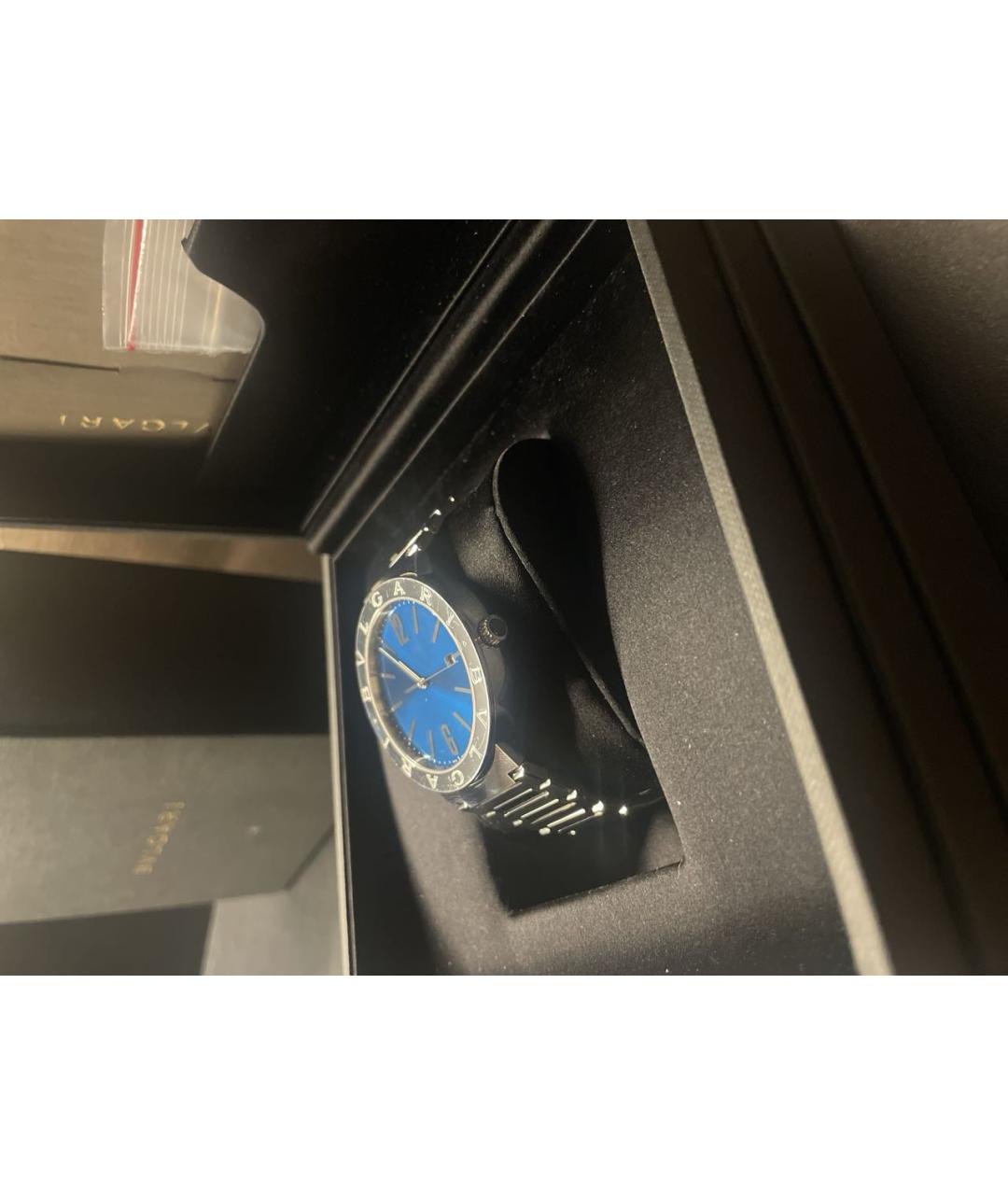 BVLGARI Синие серебряные часы, фото 2