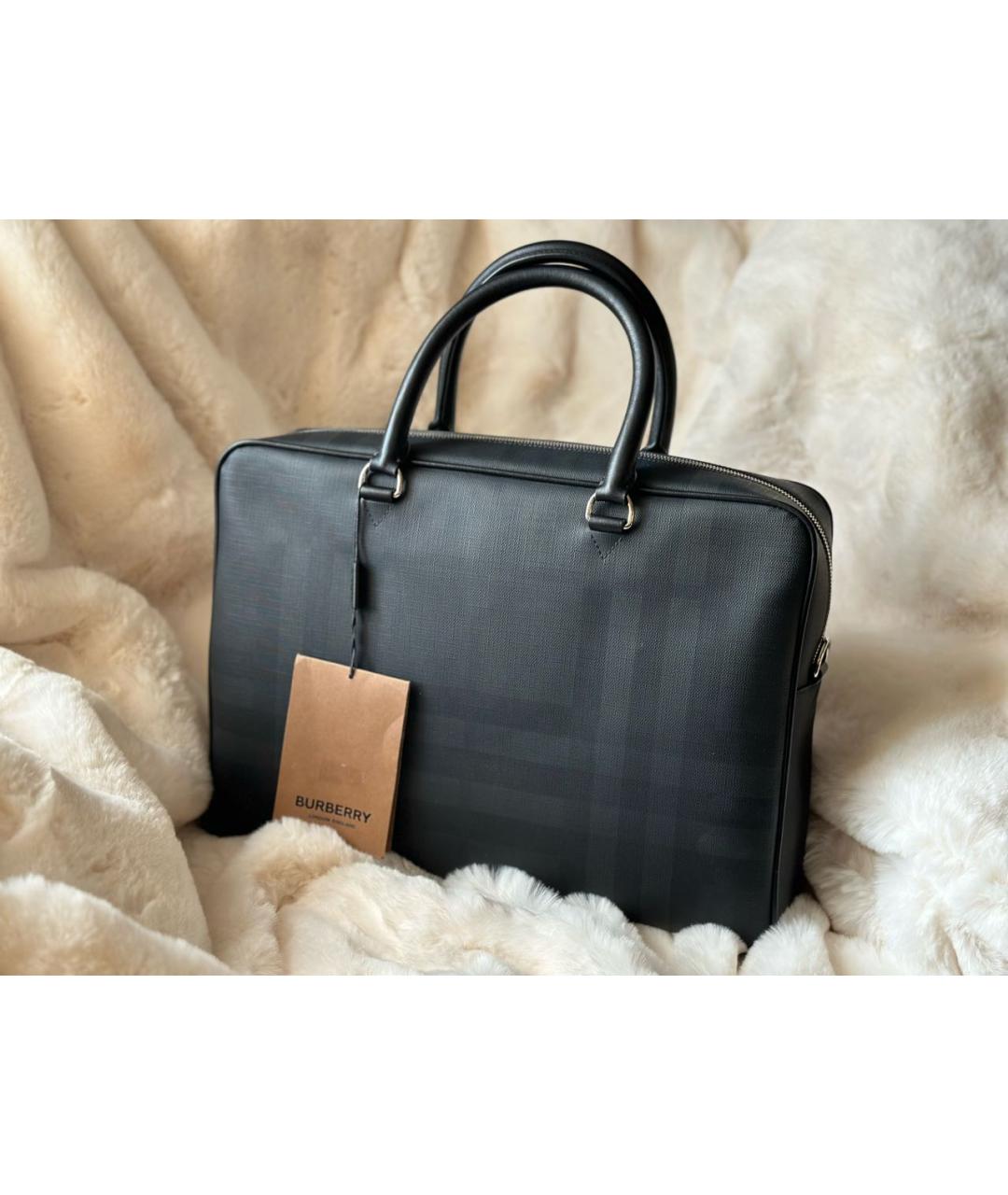 BURBERRY Антрацитовый портфель из искусственной кожи, фото 2