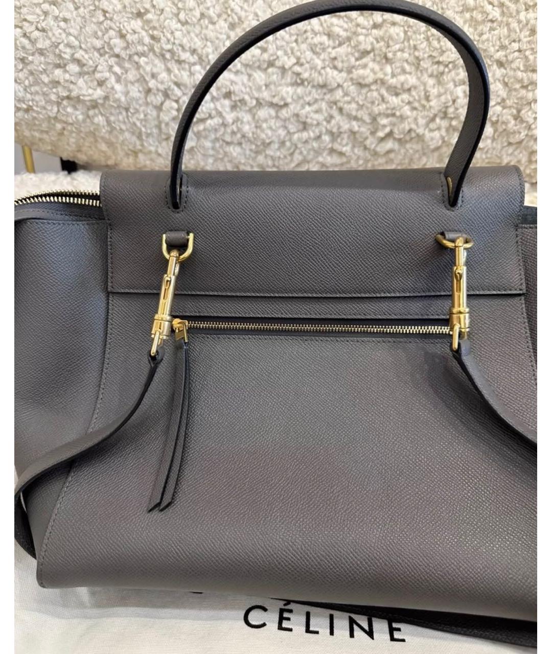 CELINE Серая кожаная сумка через плечо, фото 4