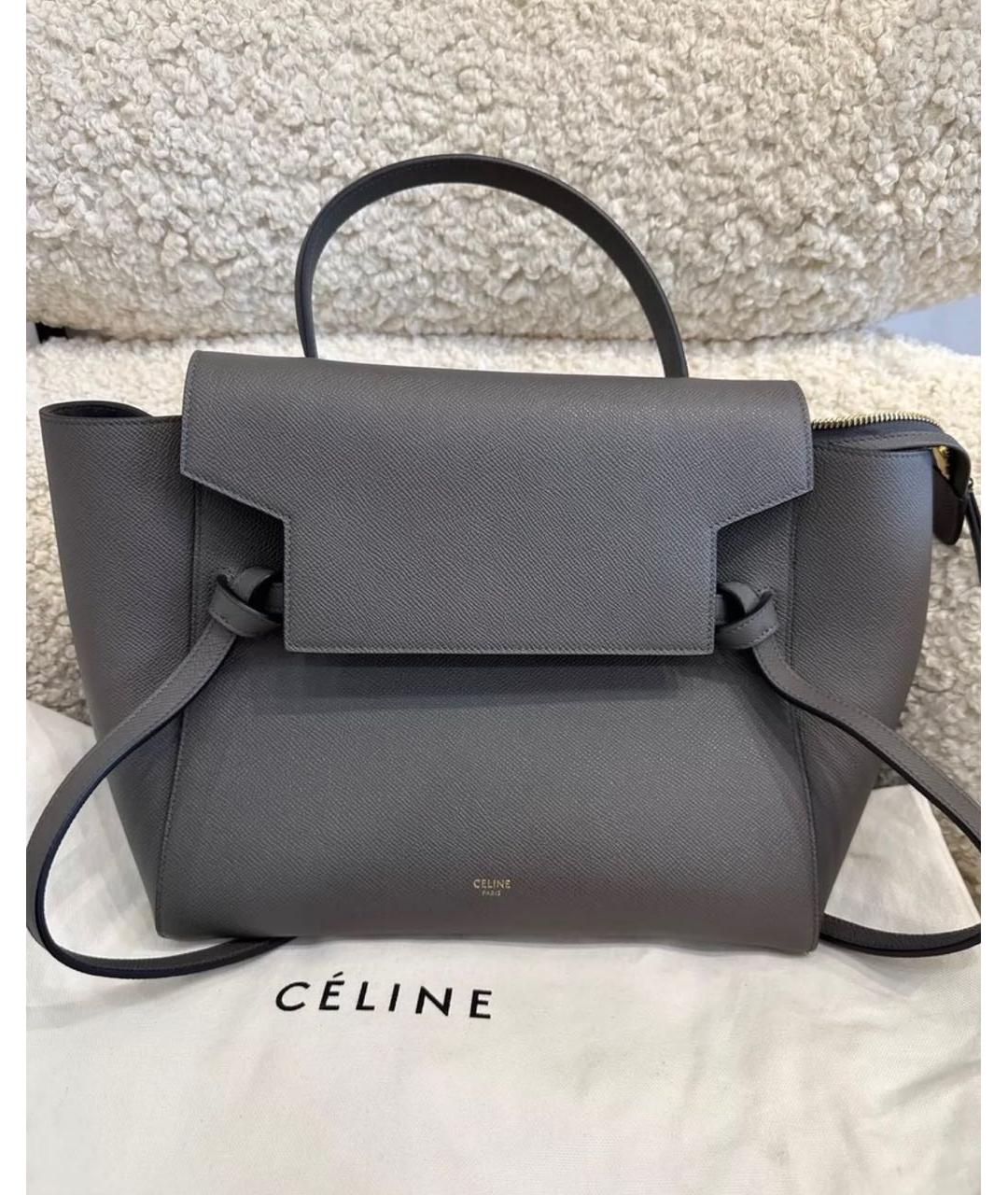 CELINE Серая кожаная сумка через плечо, фото 2