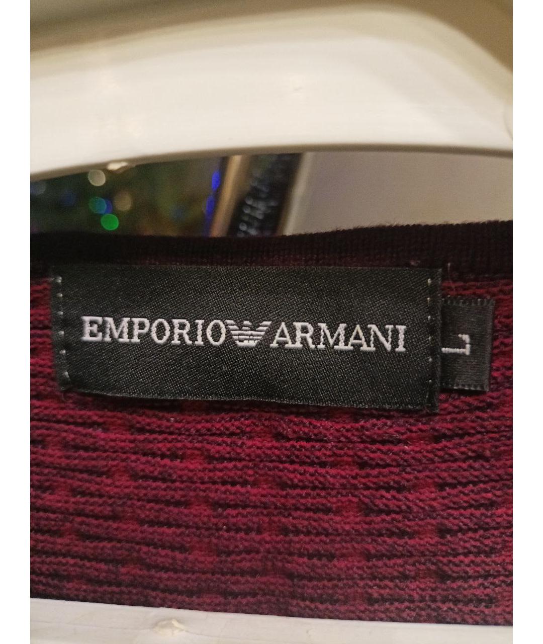 EMPORIO ARMANI Бордовый хлопко-эластановый джемпер / свитер, фото 5