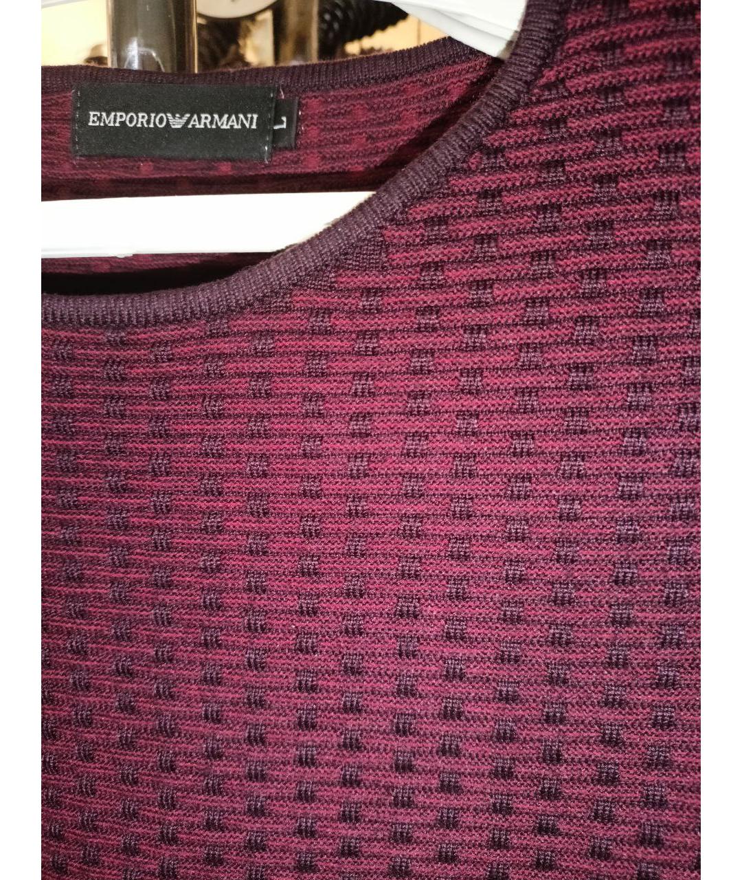 EMPORIO ARMANI Бордовый хлопко-эластановый джемпер / свитер, фото 3