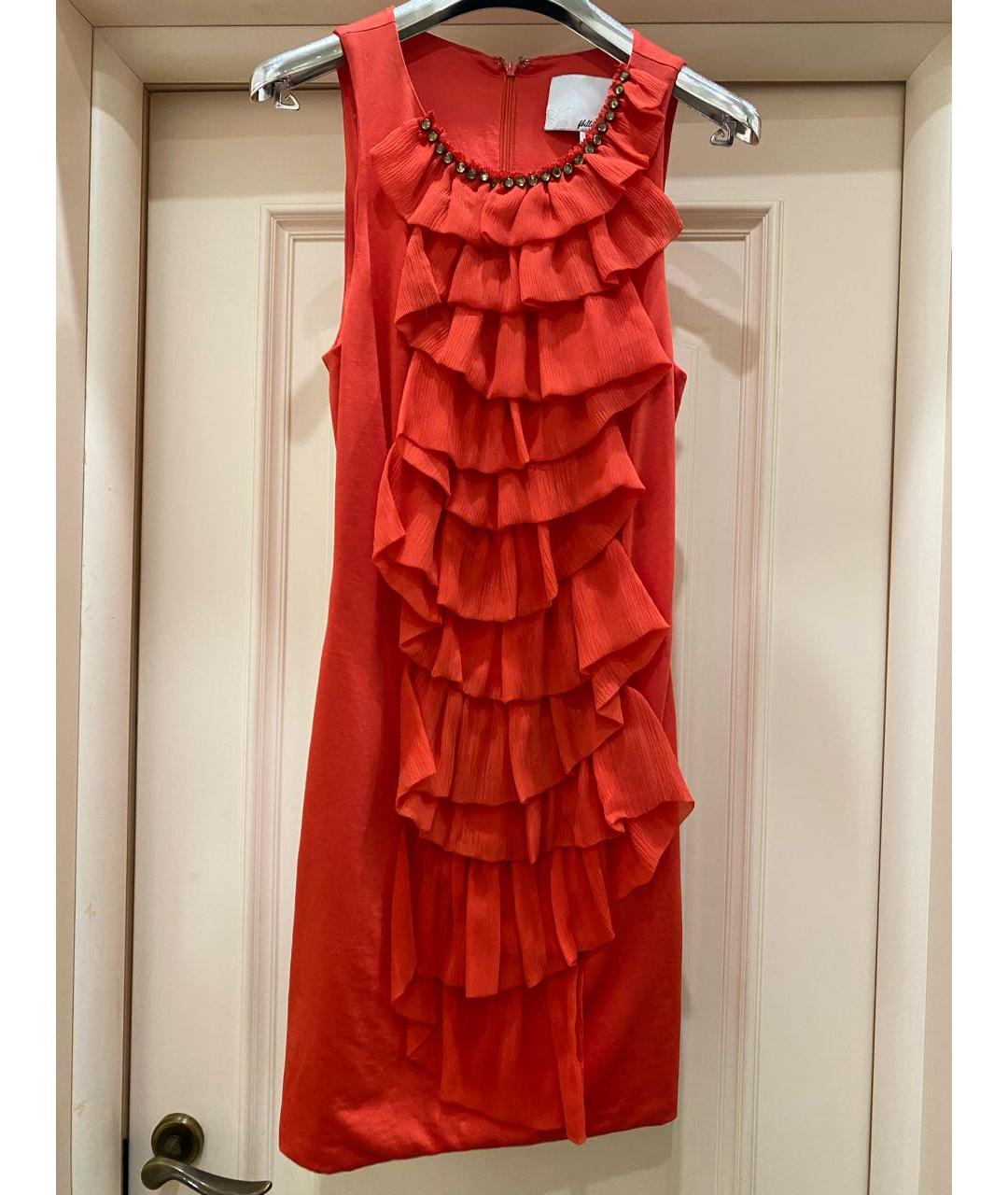 3.1 PHILLIP LIM Красное ацетатное коктейльное платье, фото 7