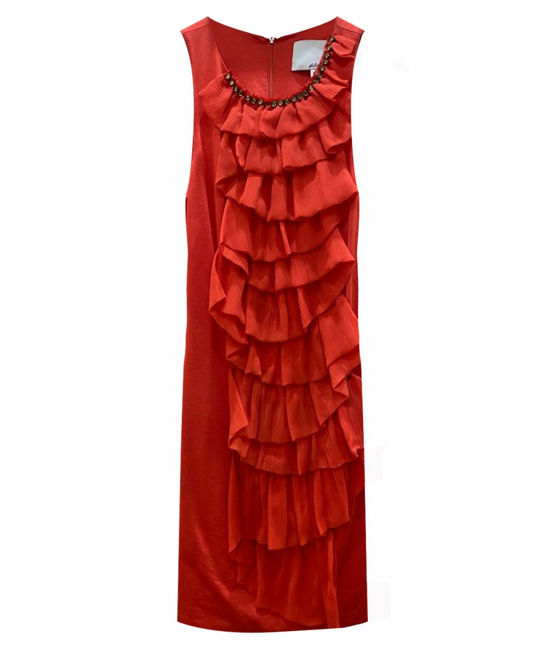 3.1 PHILLIP LIM Красное ацетатное коктейльное платье, фото 9