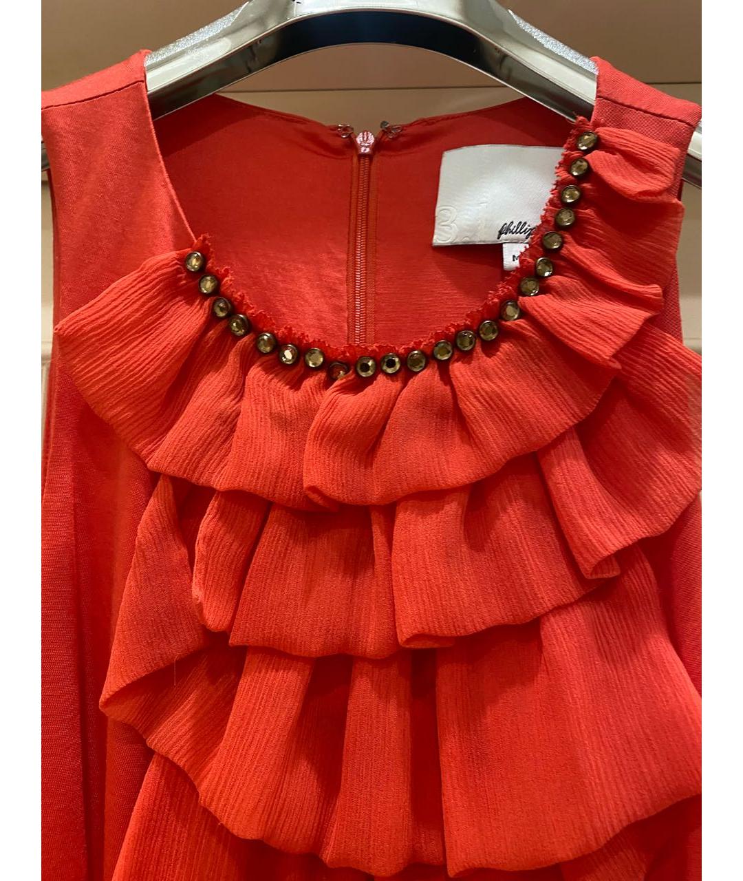 3.1 PHILLIP LIM Красное ацетатное коктейльное платье, фото 2