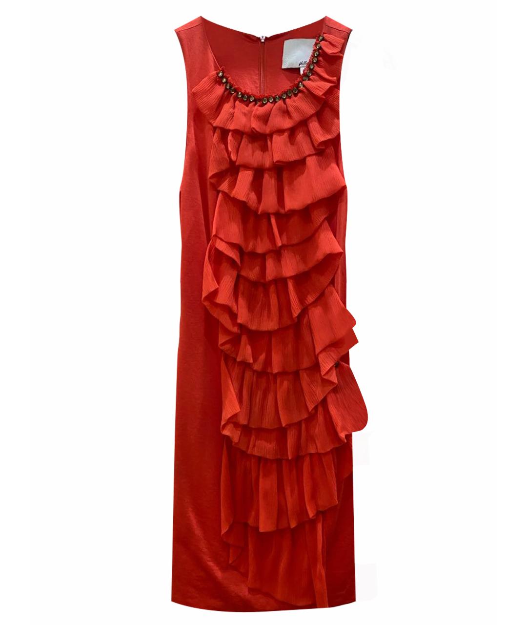 3.1 PHILLIP LIM Красное ацетатное коктейльное платье, фото 1
