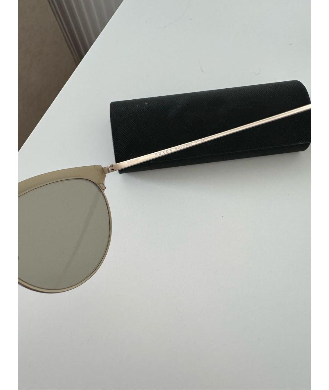 PRADA Золотые металлические солнцезащитные очки, фото 2