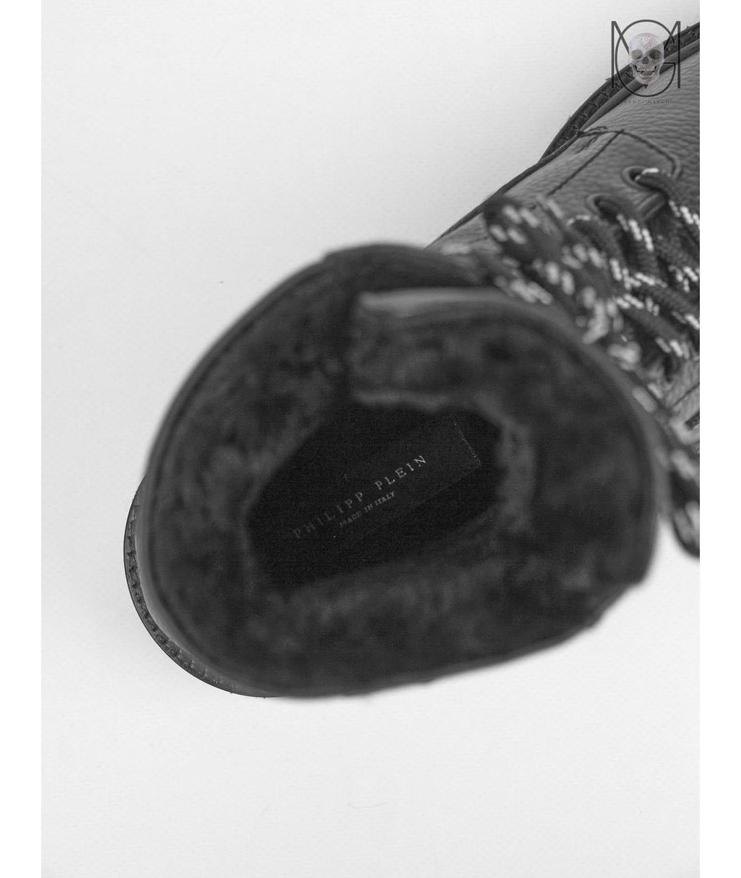 PHILIPP PLEIN Черные кожаные высокие ботинки, фото 3