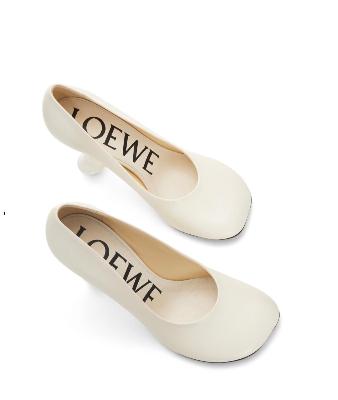 LOEWE Белые кожаные туфли, фото 2