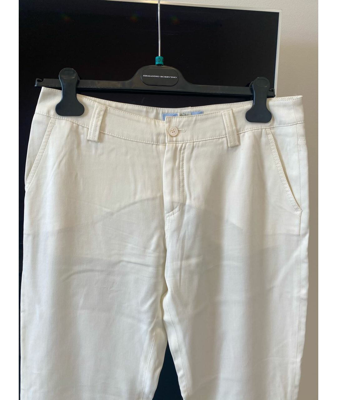 BLUMARINE Белые ацетатные прямые брюки, фото 3