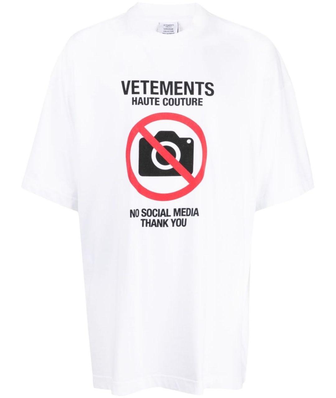 VETEMENTS Белая хлопковая футболка, фото 1