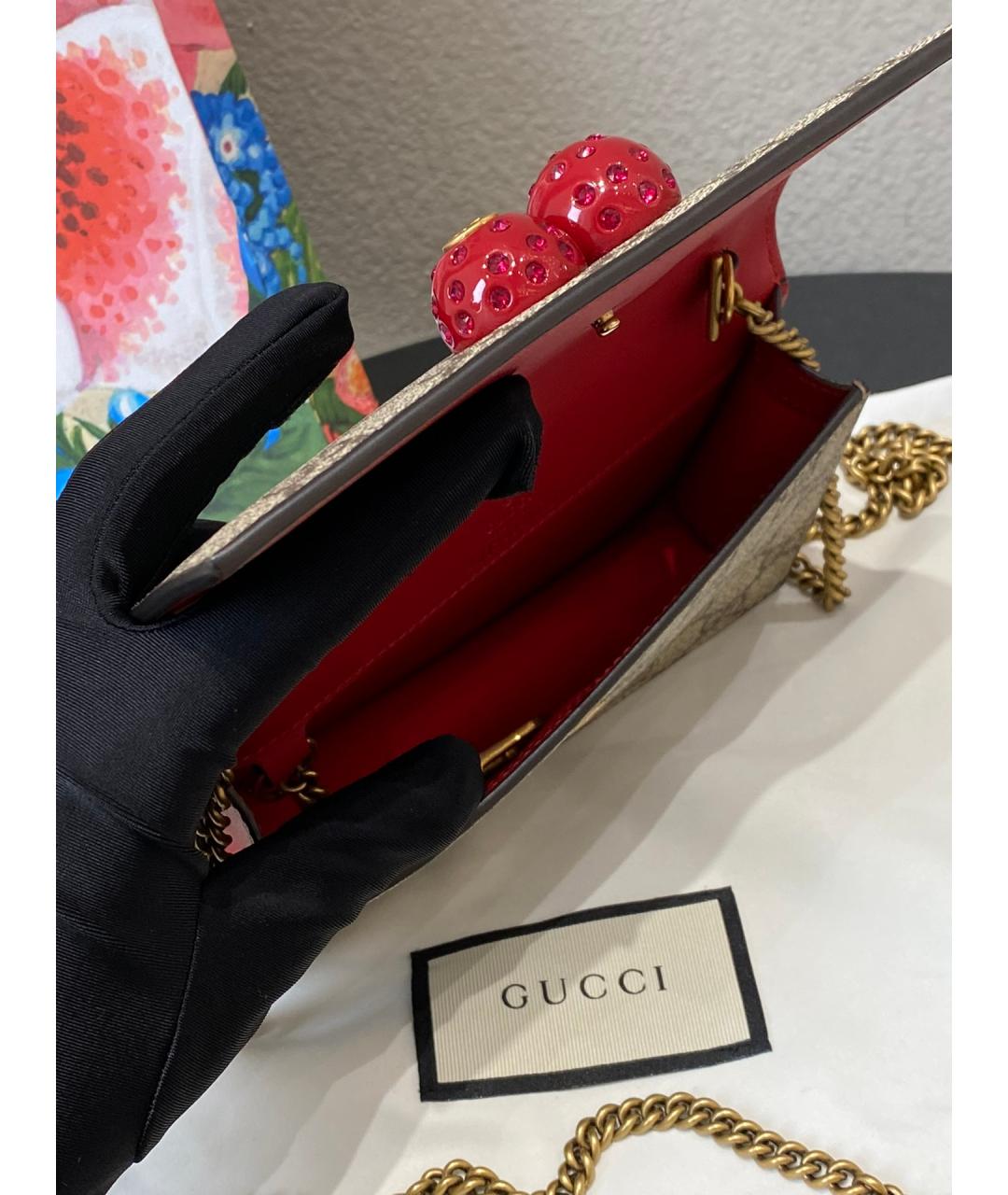GUCCI Коричневая кожаная сумка через плечо, фото 7