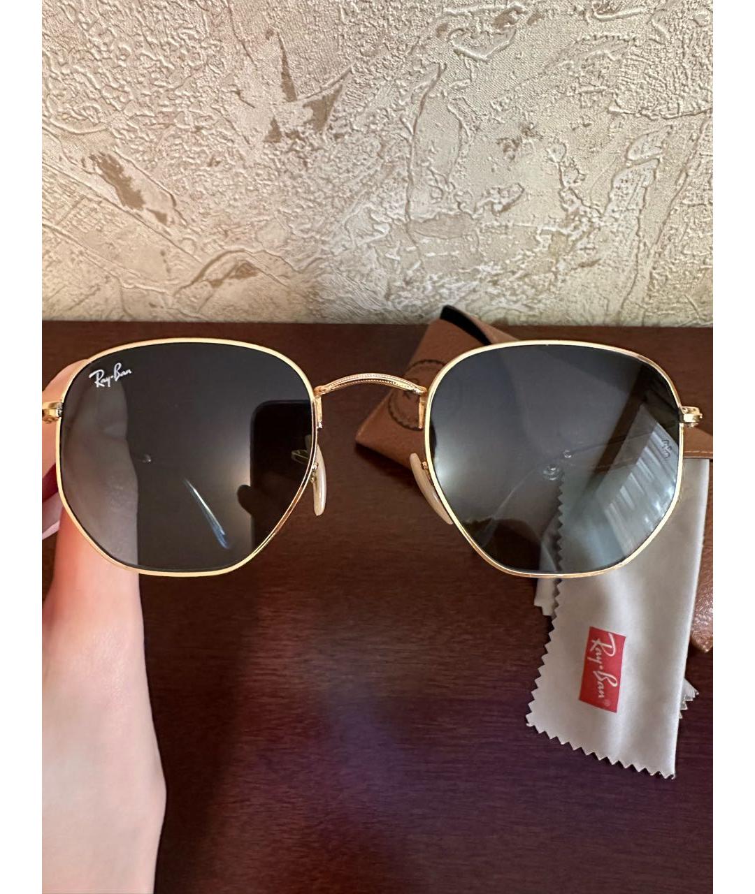 RAY BAN Голубые металлические солнцезащитные очки, фото 9