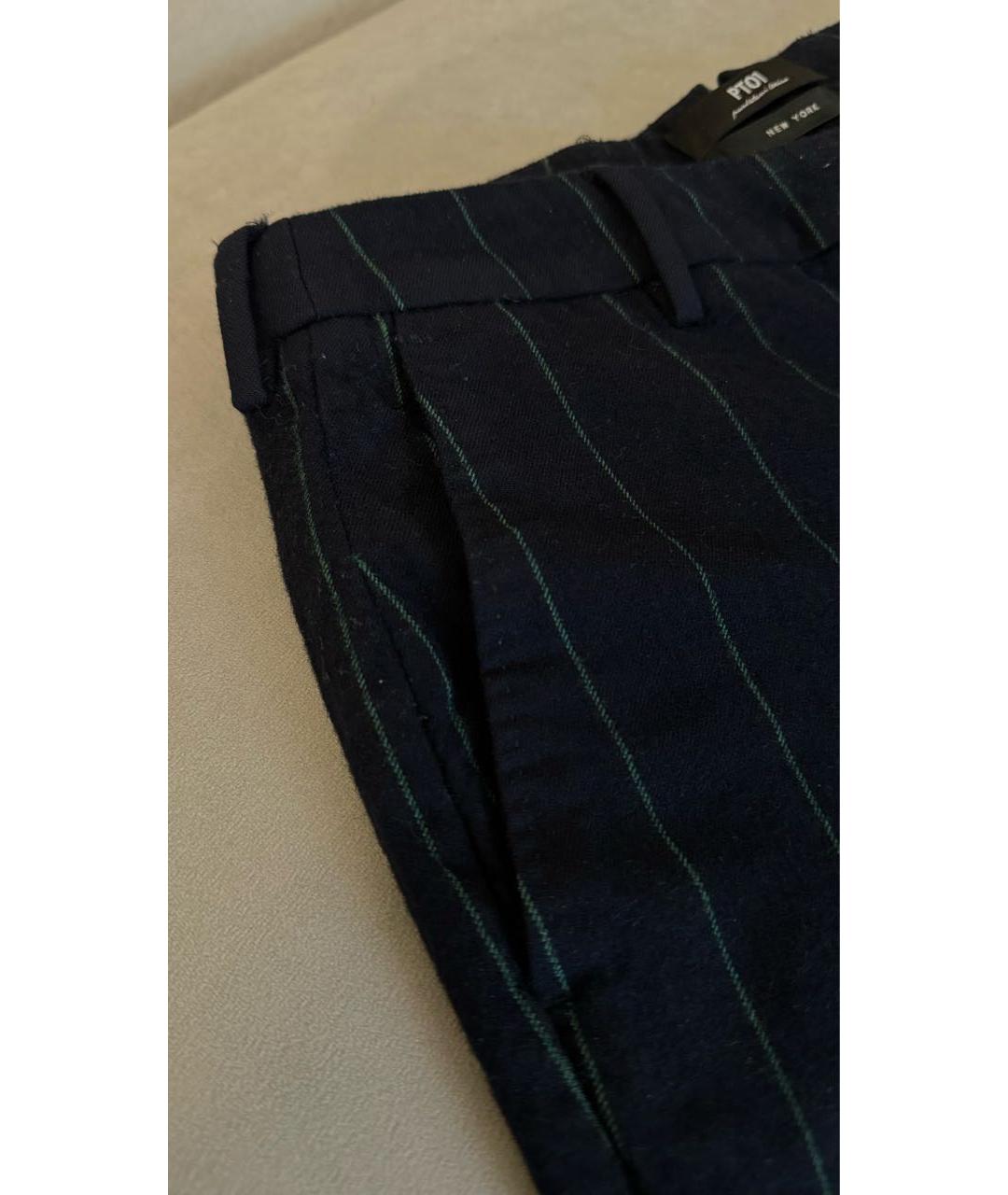 PT01 Темно-синие шерстяные прямые брюки, фото 6