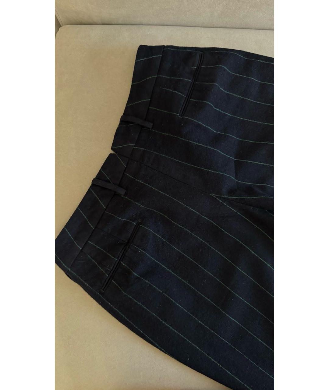 PT01 Темно-синие шерстяные прямые брюки, фото 4