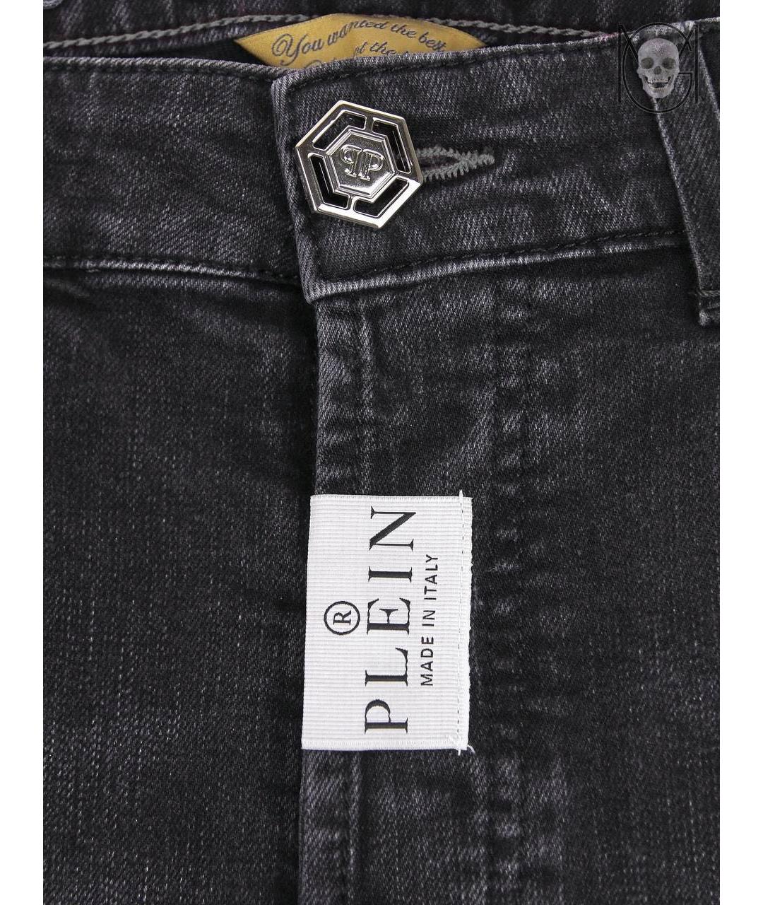 PHILIPP PLEIN Серые хлопко-эластановые джинсы, фото 4