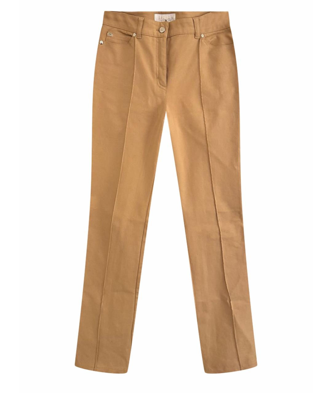 ESCADA Бежевые хлопко-эластановые классические брюки, фото 1