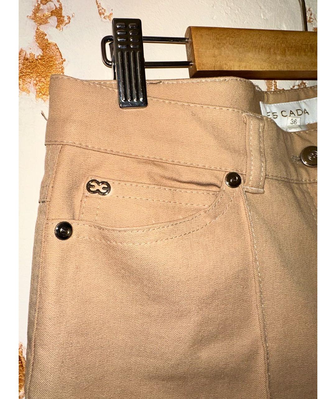 ESCADA Бежевые хлопко-эластановые классические брюки, фото 3