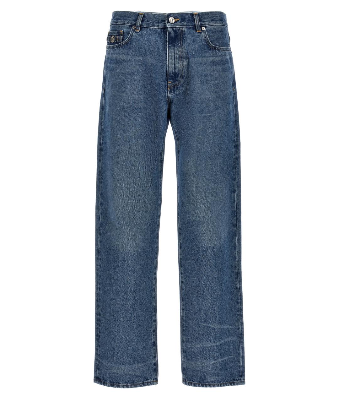 VERSACE Синие хлопковые прямые джинсы, фото 1