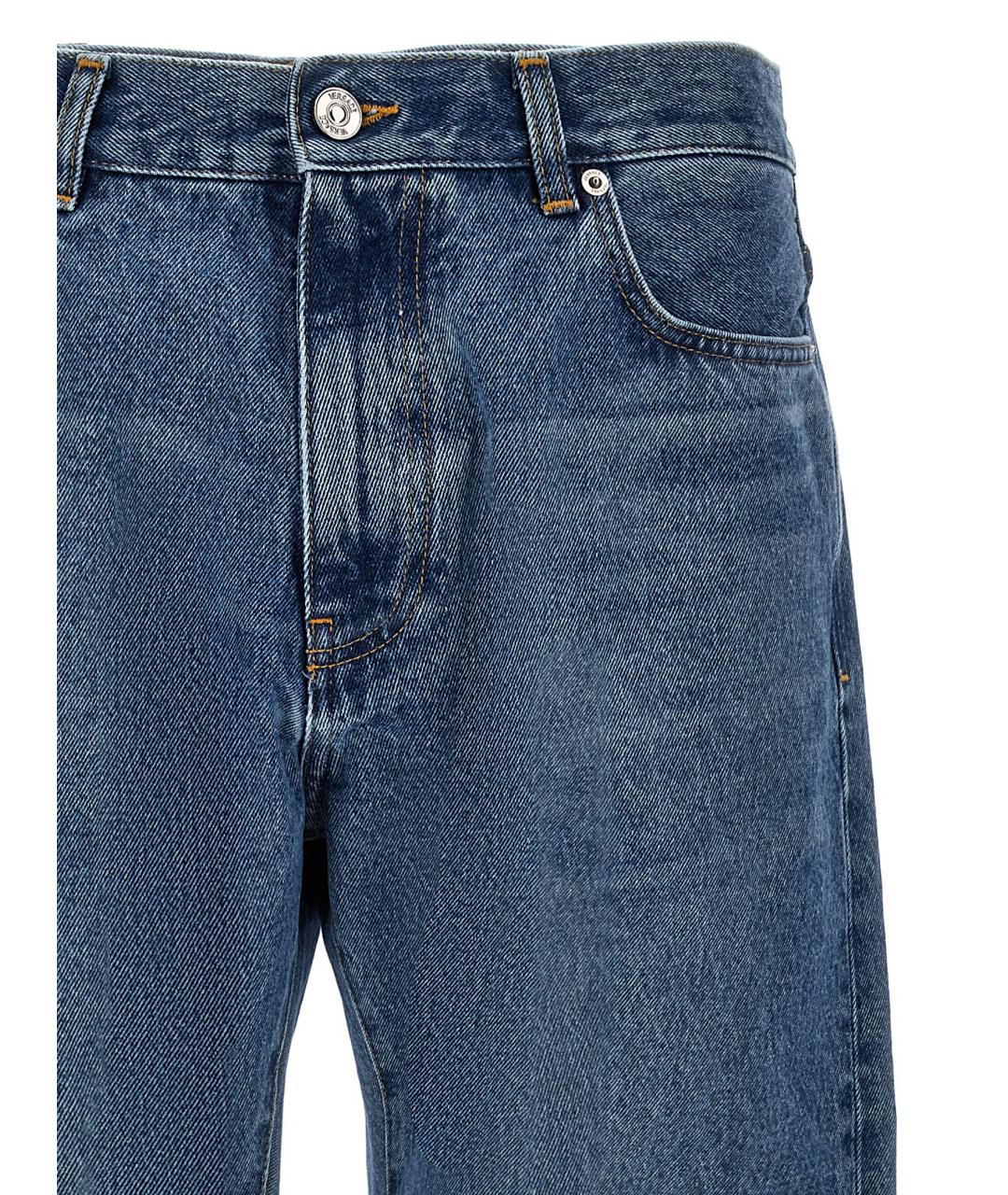 VERSACE Синие хлопковые прямые джинсы, фото 3