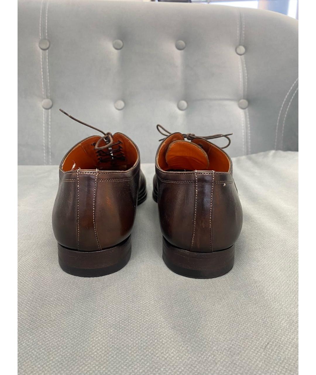 SANTONI Коричневые кожаные туфли, фото 3