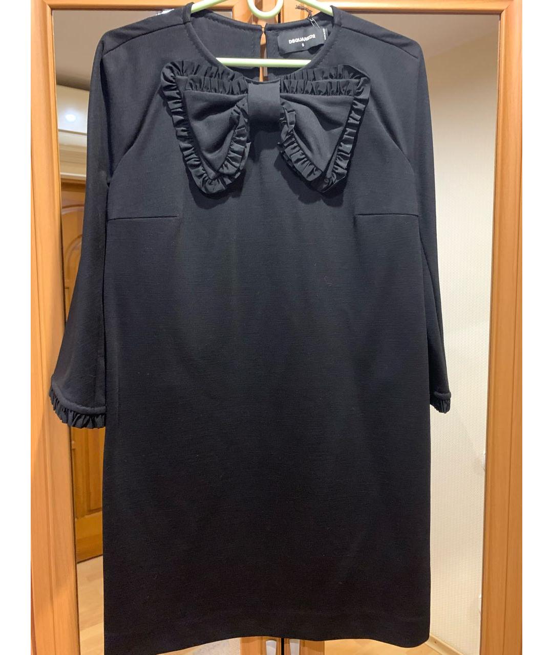 DSQUARED2 Черное шерстяное коктейльное платье, фото 8