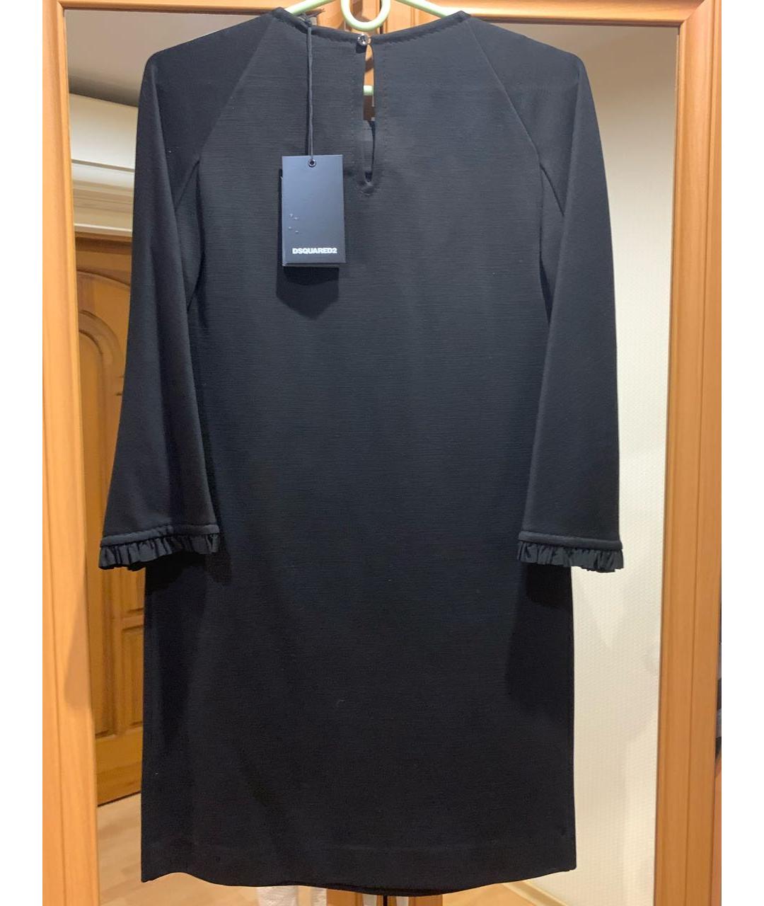 DSQUARED2 Черное шерстяное коктейльное платье, фото 2