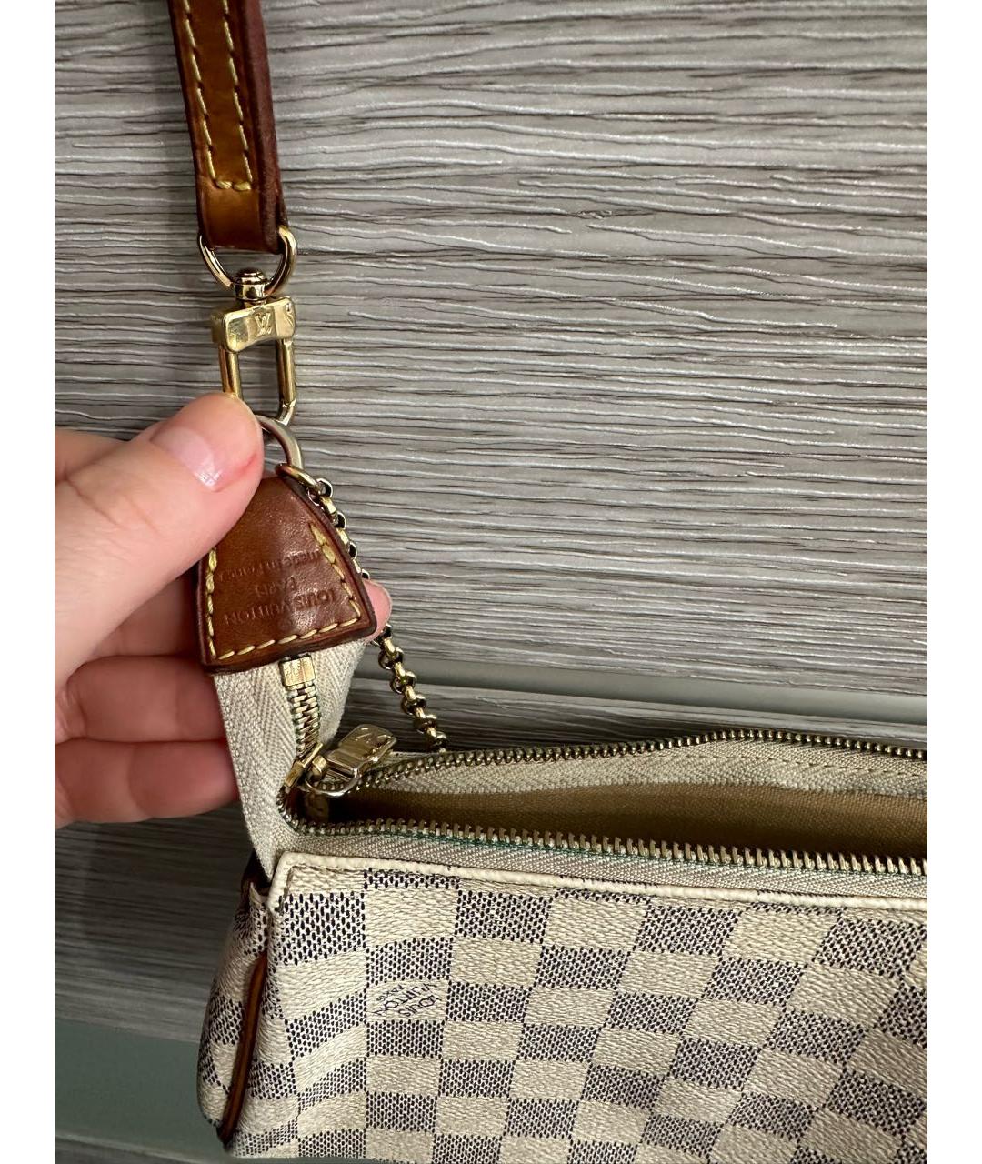 LOUIS VUITTON Белая кожаная сумка через плечо, фото 8