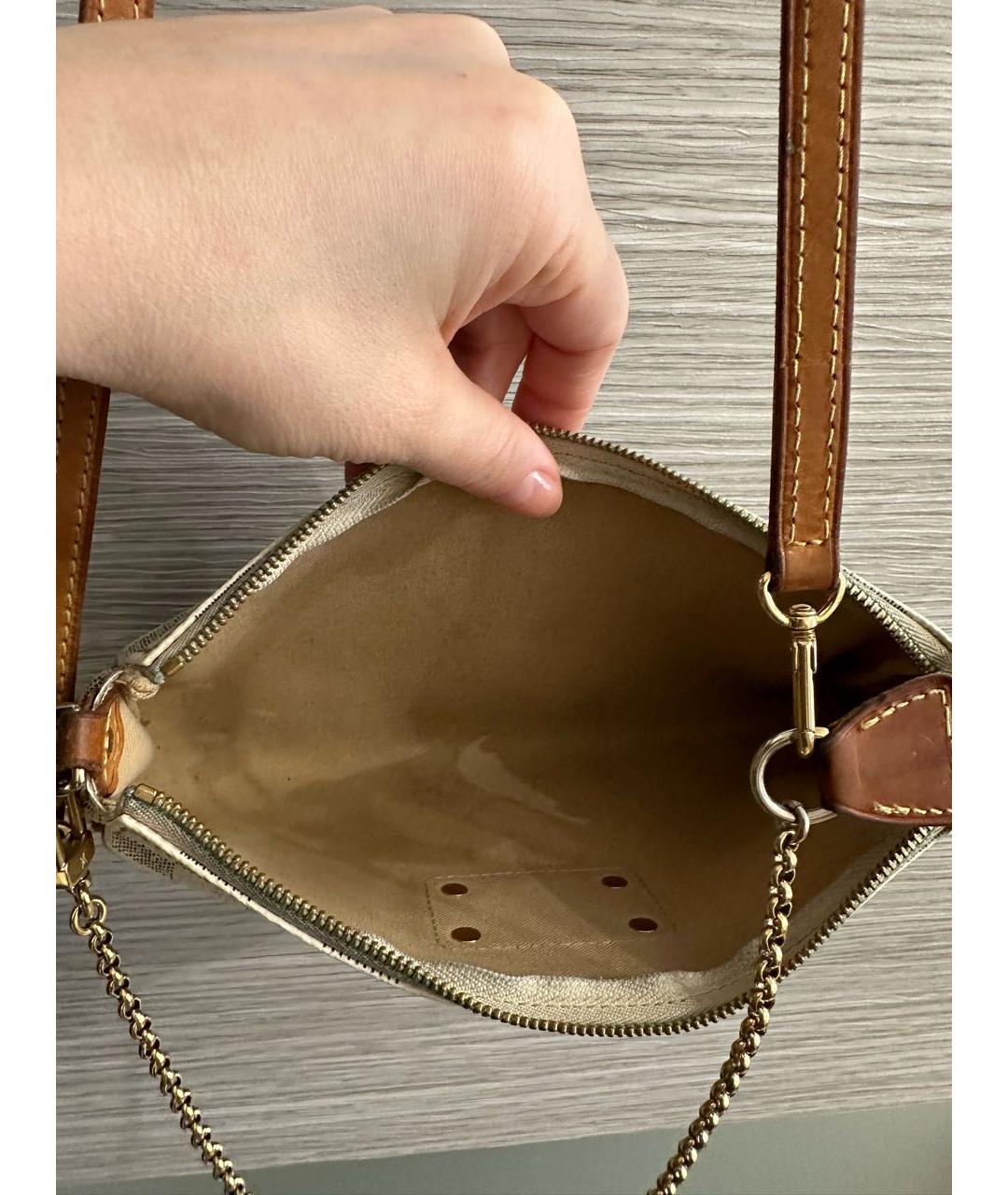 LOUIS VUITTON Белая кожаная сумка через плечо, фото 3
