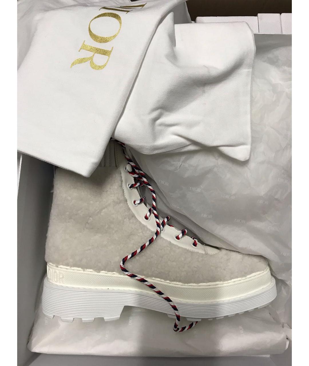 CHRISTIAN DIOR Белые кожаные ботинки, фото 3