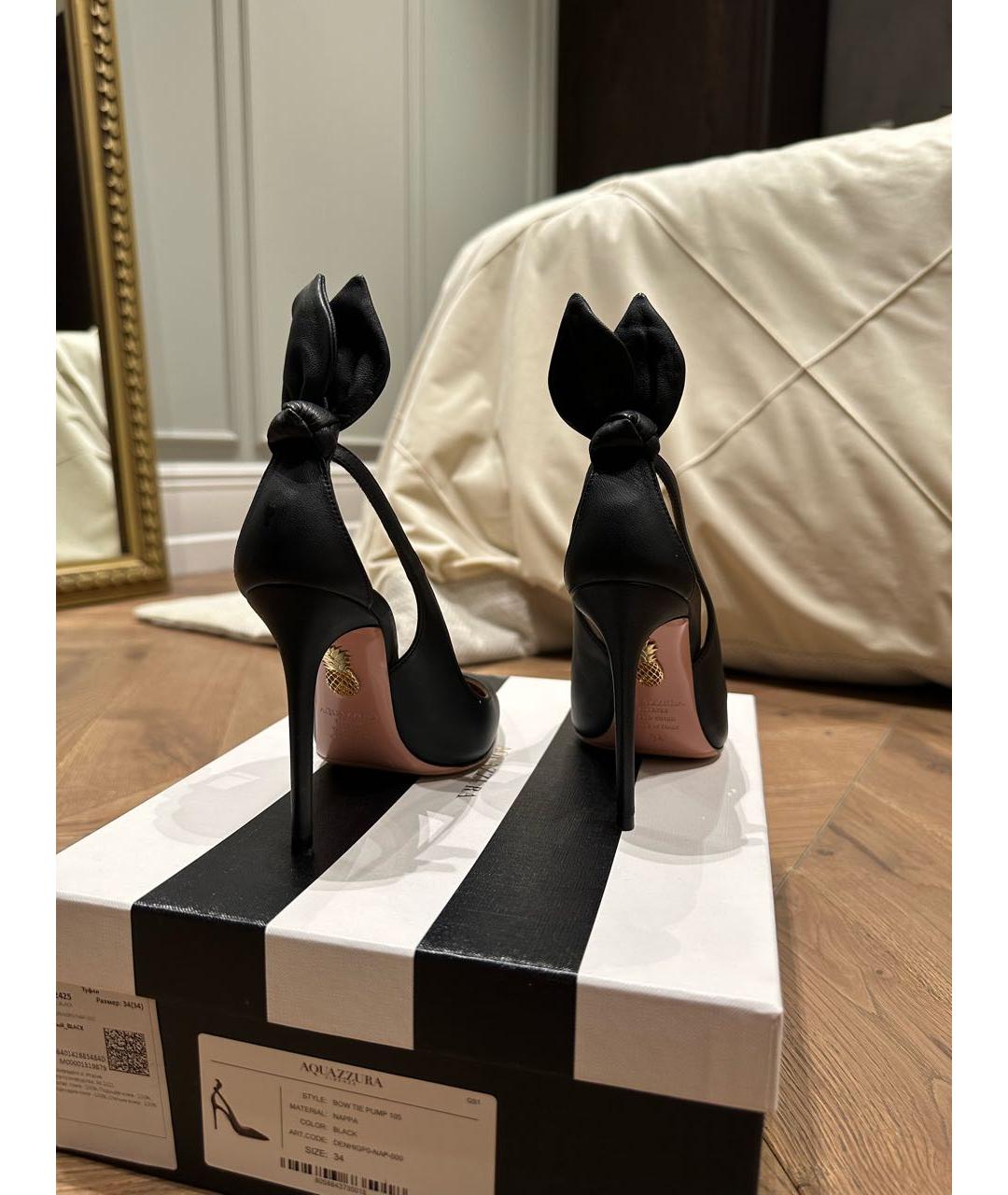 AQUAZZURA Черные кожаные туфли, фото 3