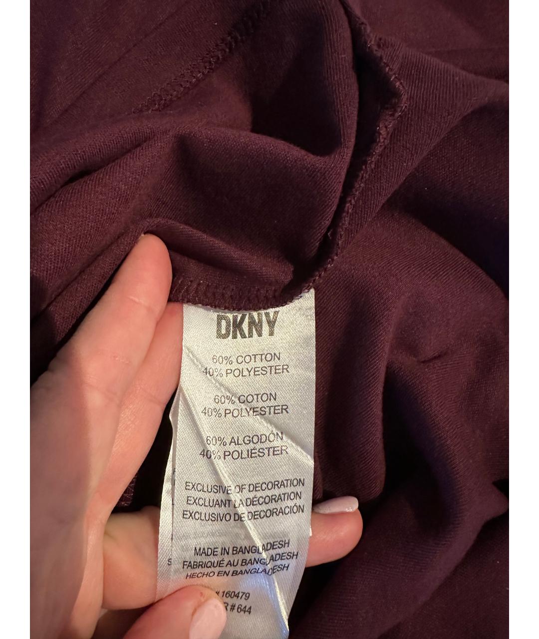 DKNY Бордовое хлопко-полиэстеровое поло с коротким рукавом, фото 5