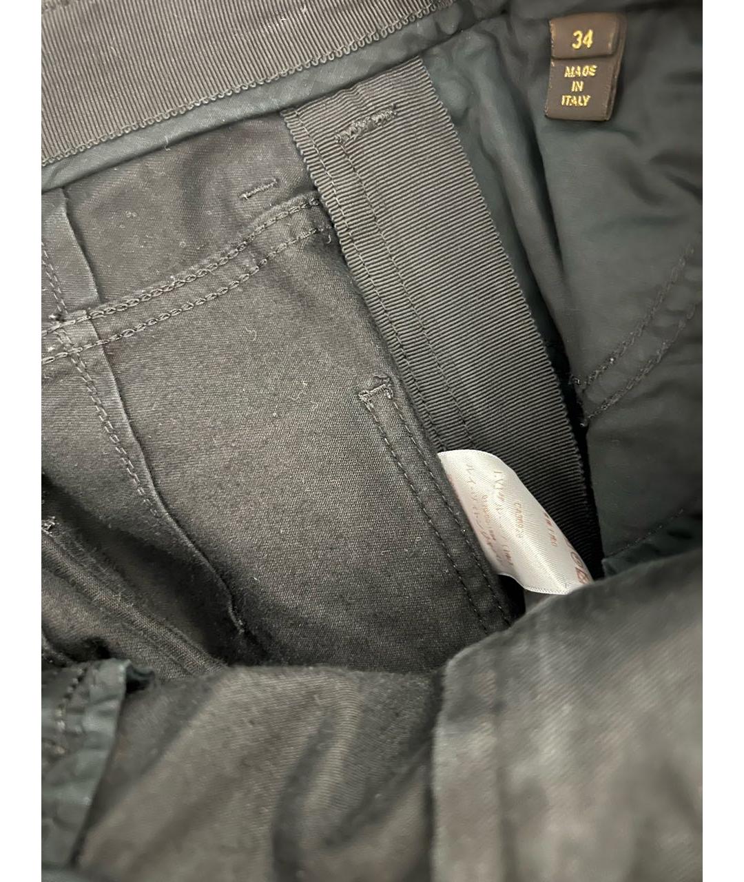 LOUIS VUITTON Черные хлопко-эластановые брюки узкие, фото 3