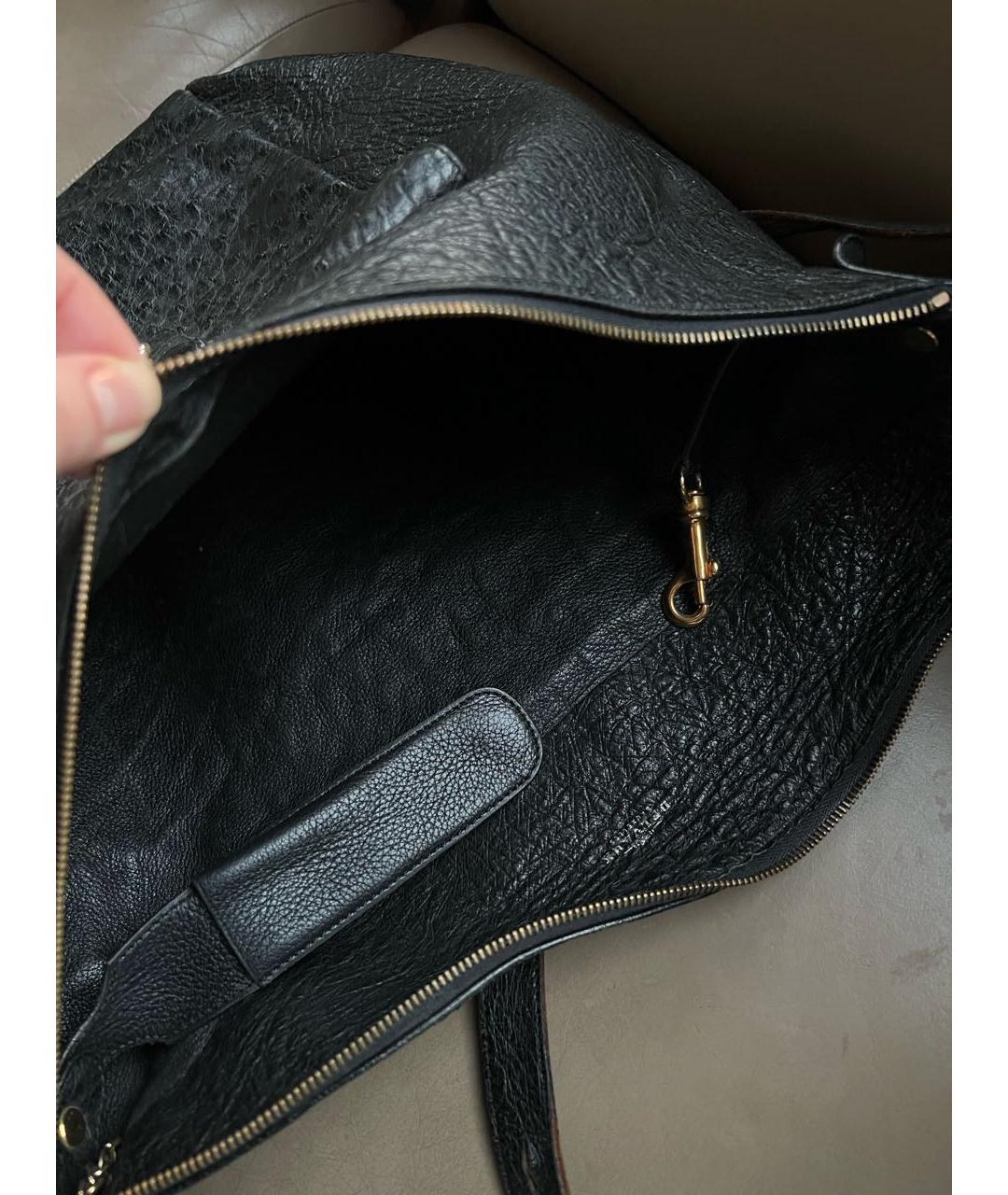 DELVAUX Черная сумка тоут из экзотической кожи, фото 7