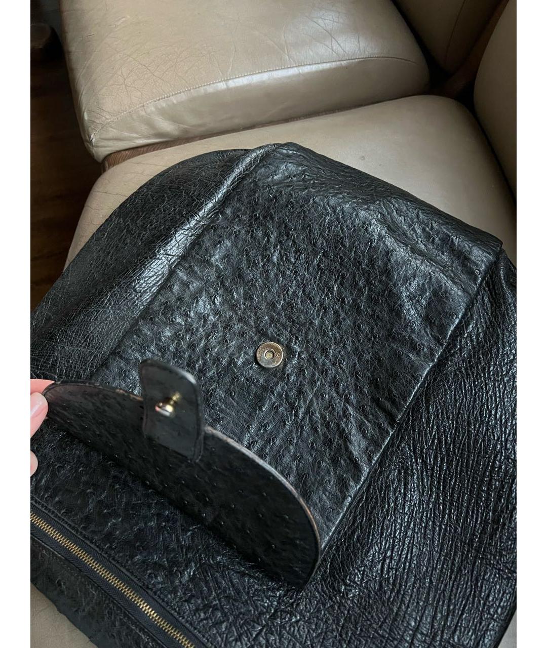 DELVAUX Черная сумка тоут из экзотической кожи, фото 4